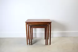 Antique oak nesting tables. Small table is sturdy. Medium and large size tables will need joints tightened as they are...