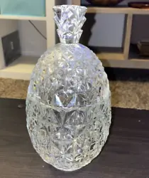 Pineapple shaped glass jar with lid.