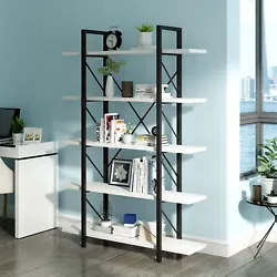 The bookshelf interweaves of a sleek design with practical functionality. 5-tier industrial bookshelf grants an...