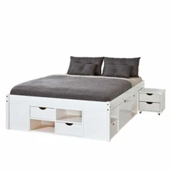 Possibilité dintégrer les tables de chevets sous le lit. Couleur : Blanc. Nombre de colis : 3. 2 Sommiers inclus...