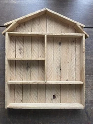 VINTAGE WOODEN HOUSE FARM WALL SHELF MINIATURE SHADOW BOX HANDMADE 15 X 19. See photos Handmade, rustic, rough...