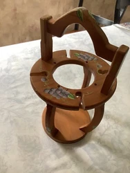 Vintage Wooden Wine Bottle 4 Glass Holder Stand Carrier Caddy Grape Motif. Winery closing find Berkshires Mass. Nice...
