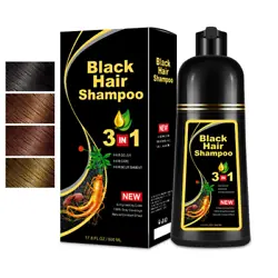 3-in-1 Instant Hair Dye Shampoo Gray Hair Coverage Hair Color Black/Coffee 500ML. Dark Brown Hair Color Shampoo for...