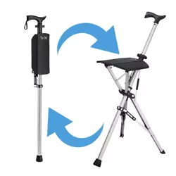 Seat Stick/Chair - the lightweight aluminium compact walking cane/stick that converts to a tripod chair, great for...