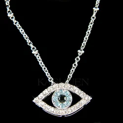 DIAMANT simulé / Strass autrichien Juif / Judaïsme Ward Off Round Evil Eye Protection Collier Pendentif avec cristaux...