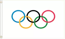 Drapeau en polyester du CIO des Jeux Olympiques - Choix de tailles. 100% Polyester. Choix de tailles. Material...
