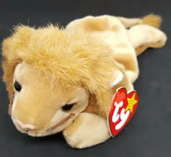 Pictured is an authentic TY 1996 Roary the Lion Beanie Baby.