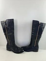 ALDO Black Faux Leather Round Toe Side Zip Knee High Riding Boots Womens Size 10• The boots are in good condition•...