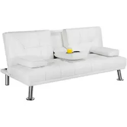 This futon sofa bed is made of high quality artificial leather and iron material. It is sturdy and durable to use....