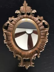 Small Antique Vintage Resin Framed Wall Mirror 6