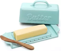 Complete Set with Knife: DOWAN ceramic butter dish has a wooden knife that is perfect for cutting soft butter and never...