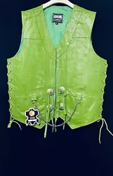 Outer shell is made of thick solid Real COW Leather. Snap buttons on front for closure along with zipper. Large front...