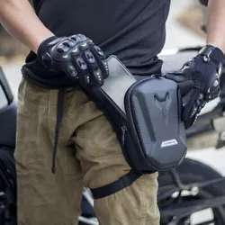 1 Motorcycle leg bag. Waterproof fabric;. Slanting waist bag;. Net weight: about 285g. Main material: EVA + polyester....