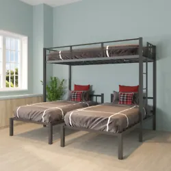 This triple bunk bed is an excellent space saver. It is the perfect solution for extended family, guests or hosting...