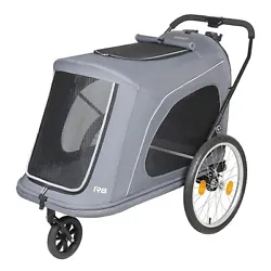 Convenient One-Button Fold Design with Suspension: Our pet stroller features a user-friendly one-button foldable...