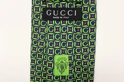 Gucci Green on Navy G Block Print Tie.