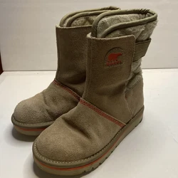 SOREL Rylee Camo Camouflage Boot Light brownSuede Sherpa Youth Girls Size 2.
