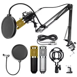 Equipped with BM-800 microphone, Shock mount, Pop filter, Mic adjustable suspension scissor arm stand, Anti-wind foam...