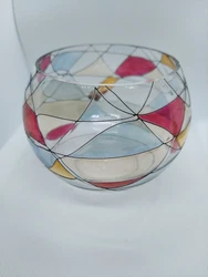 Art Glass Vase Rose/Gold 1990s Memphis Style Candle Holder. 7 oz, And 4