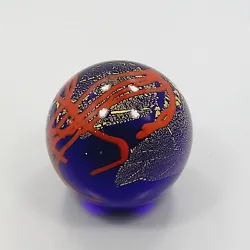 GES GLASS EYE STUDIO ART GLASS PAPERWEIGHT 1999. SIGNED COBALT GOLD FOIL RED. ANOTHER QUALITY ESTATE FIND. LETS MAKE A...