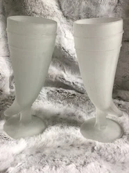 No chips or cracks some dark spots.....see pictures.....2 Tiara Indiana Glass 8oz. Powder Horn Frosted Beer Steins...