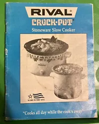 Rival 1995 Crock-Pot Stoneware Slow Cooker Owners Manual Recipes Eng/French. In good condition