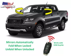 Central Unlock Wire +. Fits US Model 2019-2022 Ford Ranger Pickup with Automatic Mirrors. Option 1 - Mirrors Fold when...