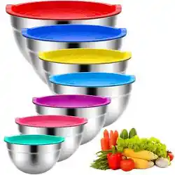 Premium Stainless Steel: The YuCook mixing bowls set is a must-have for your kitchen! These high-quality stainless...