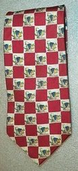 Burberrys silk necktie. Checkered red white fruit squares. Excellent unused condition.
