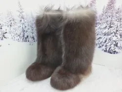 Exclusive brown color super fluffy goat fur boots! They are perfect combination of gorgeous look and warmth. - Each...