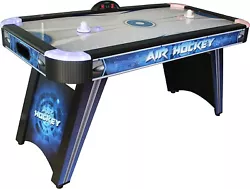 The pucks and strikers are illuminated to enhance the play-in-the-dark action. Dual, pedestal-style legs provide...
