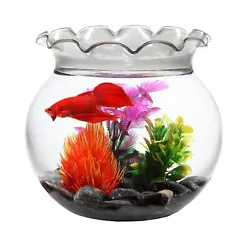 Aqua Culture 1 gallon fish bowls trendy design features impact-resistant plastic design with crystal-clear clarity so...