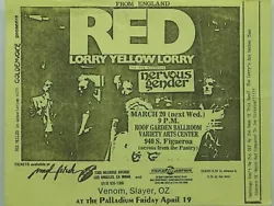RED LORRY YELLOW LORRY! NERVOUS GENDER. ALSO FEATURING L.A. PUNK LEGENDS. AT THE ROOFTOP GARDEN BALLROOM, LOS ANGELES...