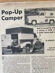 Woodworking Plans for a Retro Camping Experience. From older magazine, might copy on printer to start working on this.