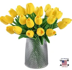 Artificial tulip flowers, well made and vibrantly colored, looks real-like. The tulip are made of high quality silk and...