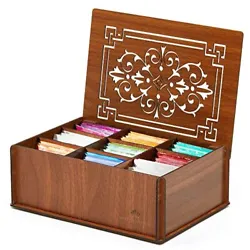 We help you keep your treasured tea bags securely with this wooden (MDF) tea box made from durable natural wood. The...