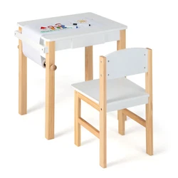 Color: White+Natural  Material: Solid Wood, MDF  Table Size: 19