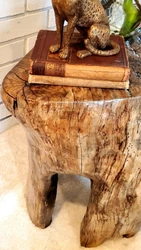 Hand-wrouht, aged tree trunk, fire dried, coated with acrylic poly. Beautiful natural detail of trees grain and knots.