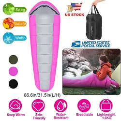 23-50℉ Adult Mummy Sleeping Bag Cold Weather Travel Camping Envelope Ultralight. 3 Colors Mummy Sleeping Bag. Its...