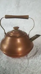 TEA KETTLE. 1950-60s Copper Spartan Tea Kettle. Beautiful kettle, copper, the handle wood.
