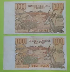 02 billets de 100 dinar 1970 en très Bon état.