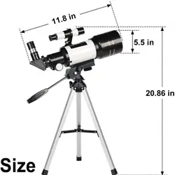 Secification: Type: Astronomical Telescope Focal Length: 300mm / 11.8 inch Optical Aperture: 70mm/2.75 inch Barlow...