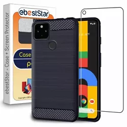 Pour Google Pixel 4A (Version 4G, NO 5G). Pixel 4A (Version 4G). Coque Etui Gel Housse Motif Fibre Carbone + VERRE...
