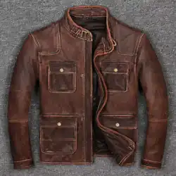 High quality cow full grain leather jacket. Best quality stitching throughout the jacket.