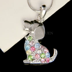 Diamant simulé / pendentif chien BEAGLE en strass autrichien avec cristaux Swarovski et collier de chaîne serpent...