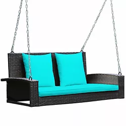 Color of Rattan: Brown  Color of Cushion: Turquoise  Material: Steel + PE Rattan + Fabric + Sponge  Overall Dimension:...