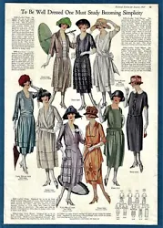 Original 2-sided magazine color fashion print page from 1921. Light handling; 2.