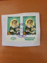 timbres france oblitérés 2023 Madame De La Fayette Princesse De Montpensier 1634 - 1693. Lot de 2 timbres NON...