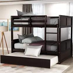 Full Bunk Bed with Twin Trundle: Features two full bed and a twin size pull-out trundle bed for overnight...