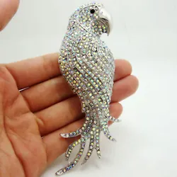Main color: parrot brooch - white AB. 1 Parrot brooch. High quality Fashion Pretty Orchid Pink Rhinestone Crystal...